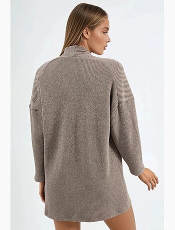 Chaqueta larga de cuello abierto de punto de lúrex busem