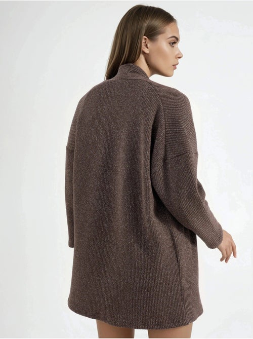 Chaqueta larga de cuello abierto de punto de lúrex busem - Kiabi Chaqueta larga de cuello abierto de punto de lúrex busem - Kiabi