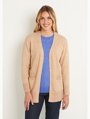 Chaqueta larga de lana jaspeada de borde a borde - Afibel