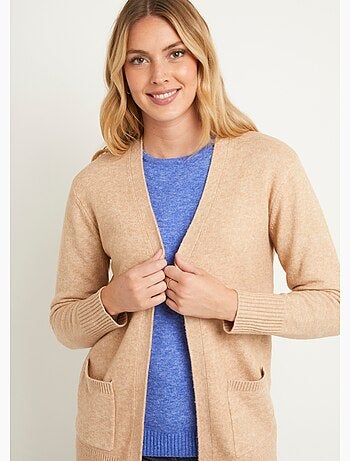 Chaqueta larga de lana jaspeada de borde a borde - Afibel