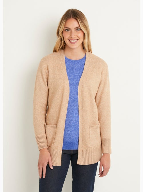 Chaqueta larga de lana jaspeada de borde a borde - Afibel - Kiabi