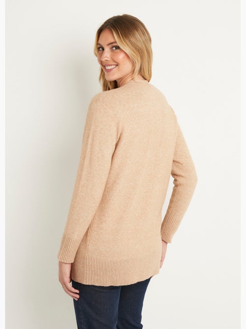 Chaqueta larga de lana jaspeada de borde a borde - Afibel - Kiabi