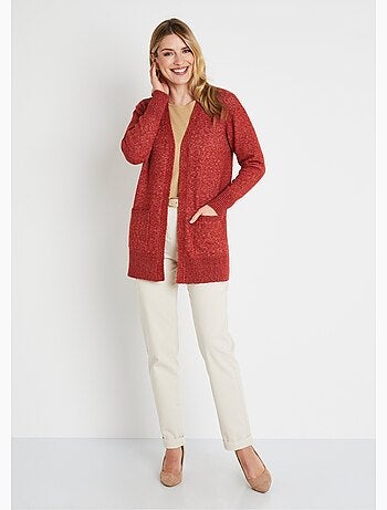 Chaqueta larga de lana jaspeada de borde a borde - Afibel