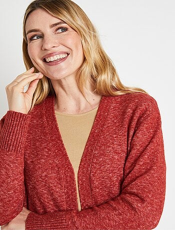 Chaqueta larga de lana jaspeada de borde a borde - Afibel