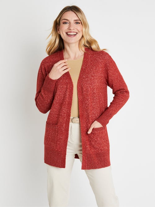 Chaqueta larga de lana jaspeada de borde a borde - Afibel - Kiabi