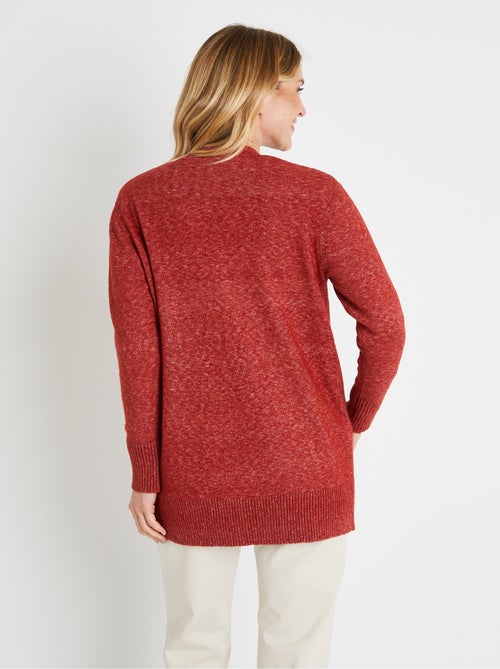 Chaqueta larga de lana jaspeada de borde a borde - Afibel - Kiabi