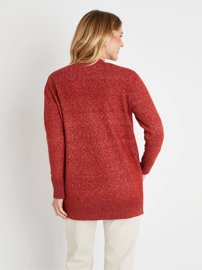 Chaqueta larga de lana jaspeada de borde a borde - Afibel Ladrillo - Kiabi