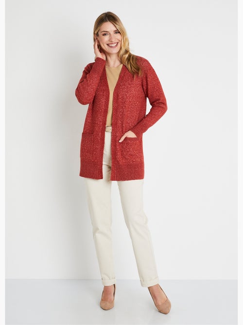 Chaqueta larga de lana jaspeada de borde a borde - Afibel - Kiabi