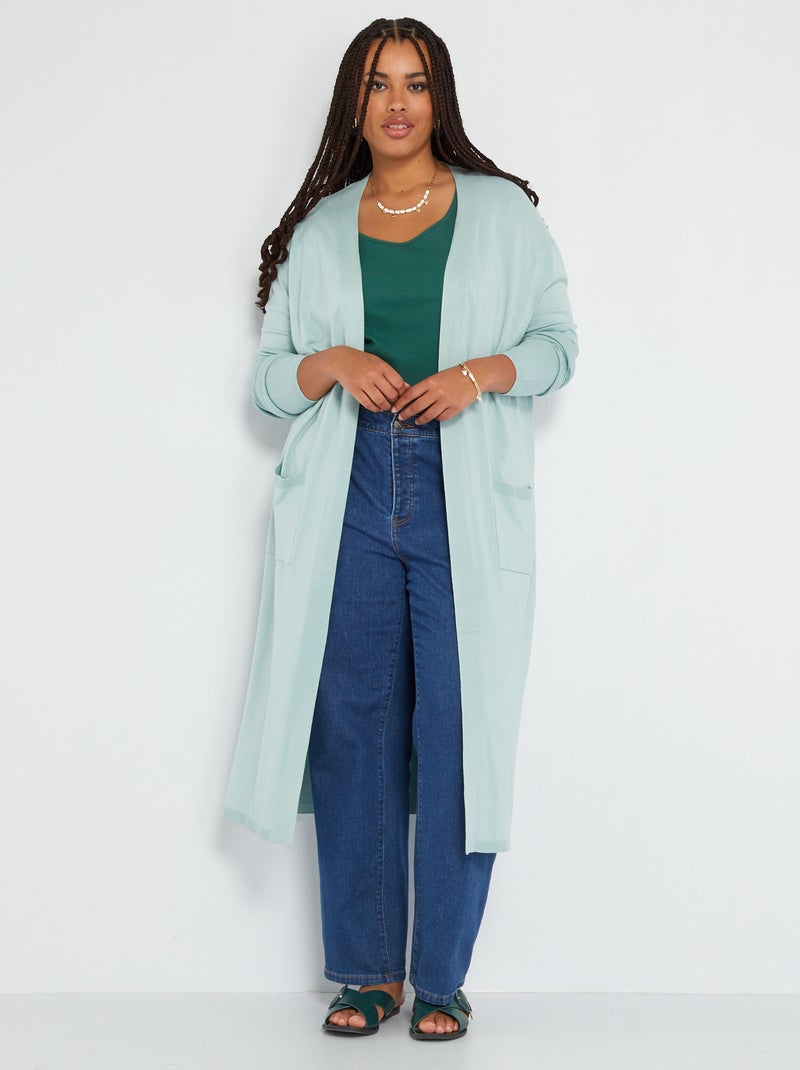 Chaqueta larga de punto AZUL - Kiabi