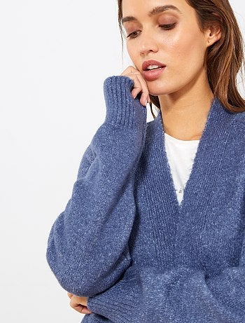 Chaqueta larga de punto bobo - Kiabi