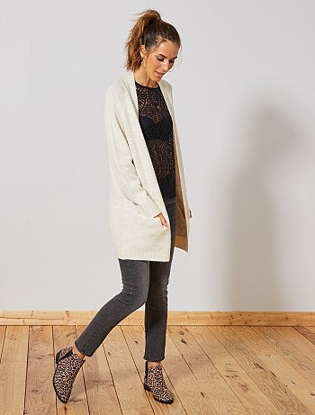 Chaqueta larga de punto bobo - Kiabi