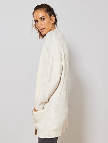 Chaqueta larga de punto bobo - Kiabi