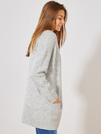 Chaqueta larga de punto bobo - Kiabi