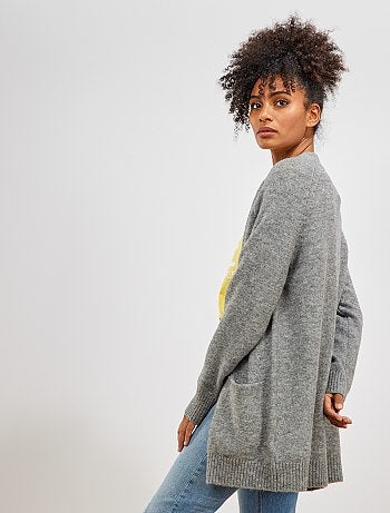 Chaqueta larga de punto bobo - Kiabi