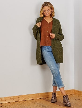 Chaqueta larga de punto bobo - Kiabi