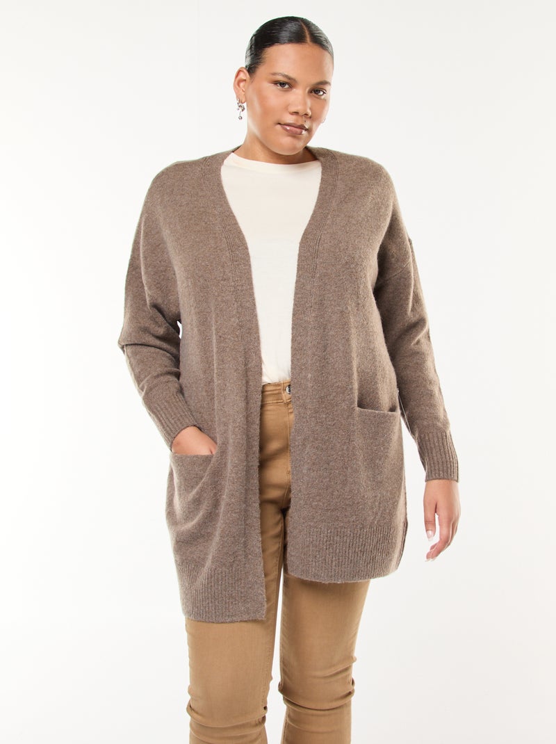 Chaqueta larga de punto con 2 bolsillos Marron - Kiabi