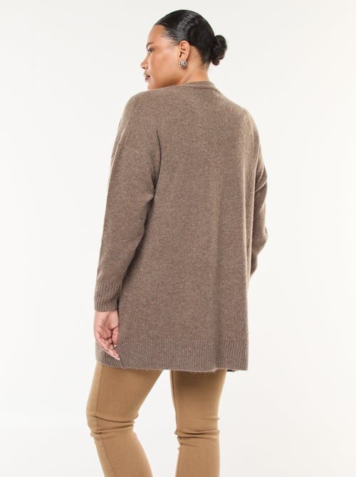 Chaqueta larga de punto con 2 bolsillos - Kiabi