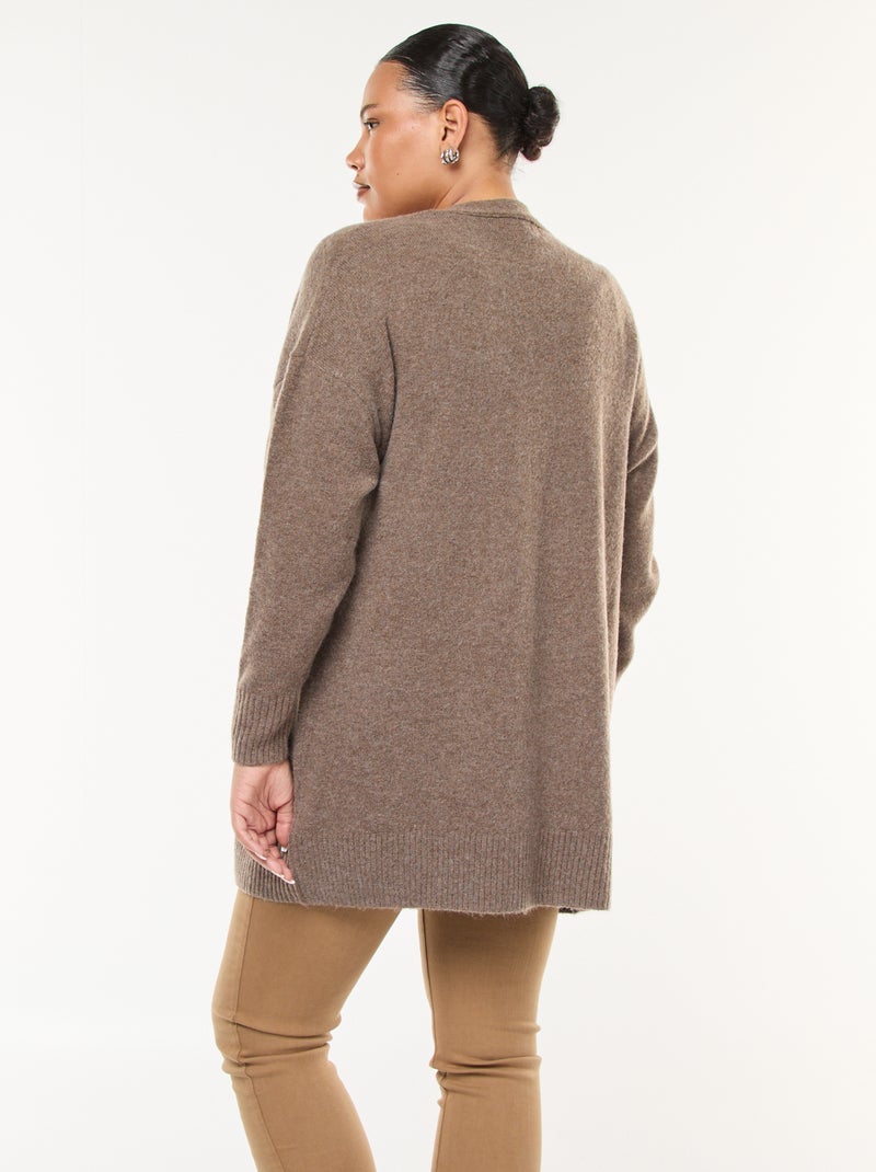 Chaqueta larga de punto con 2 bolsillos Marron - Kiabi