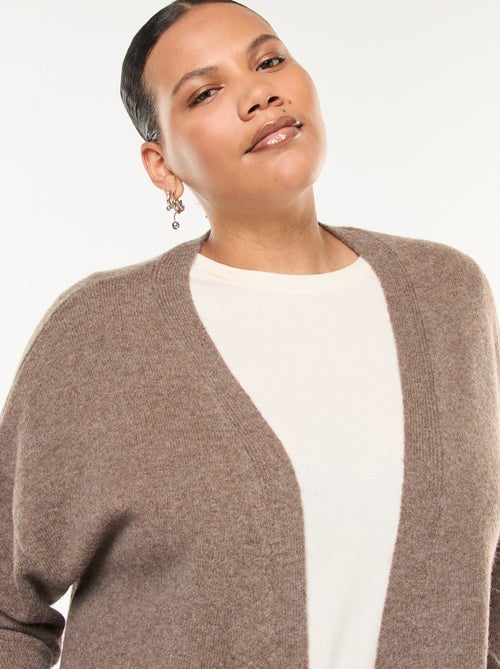 Chaqueta larga de punto con 2 bolsillos - Kiabi