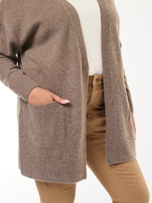 Chaqueta larga de punto con 2 bolsillos - Kiabi