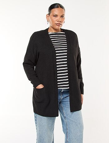 Chaqueta larga de punto con 2 bolsillos