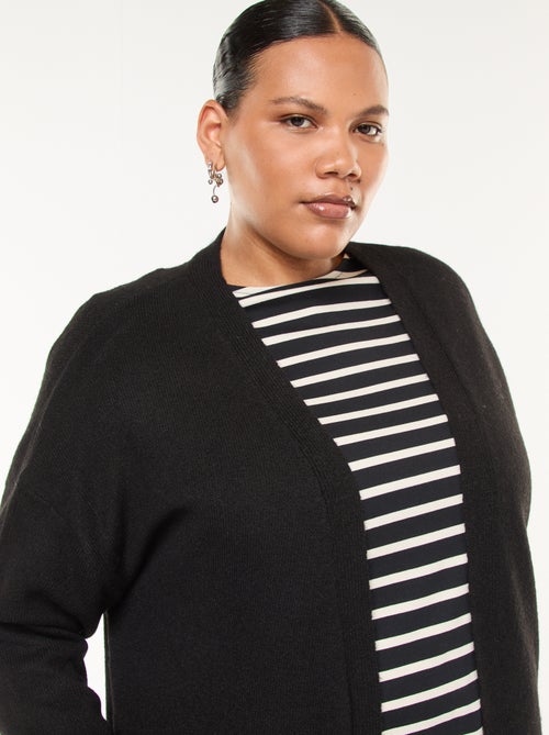 Chaqueta larga de punto con 2 bolsillos - Kiabi