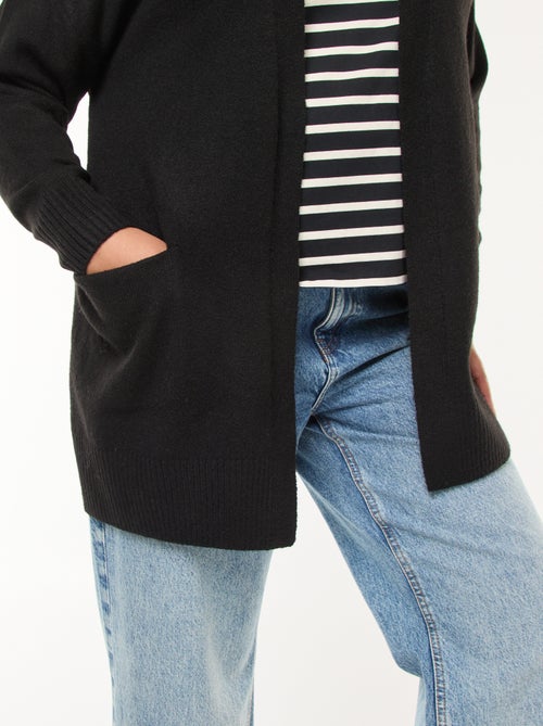 Chaqueta larga de punto con 2 bolsillos - Kiabi