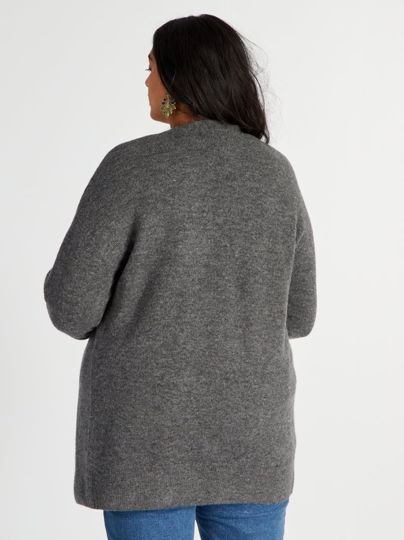 Chaqueta larga de punto con manga murciélago GRIS - Kiabi