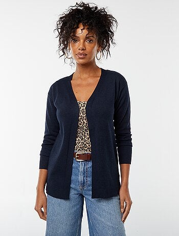 Chaqueta larga de punto fino