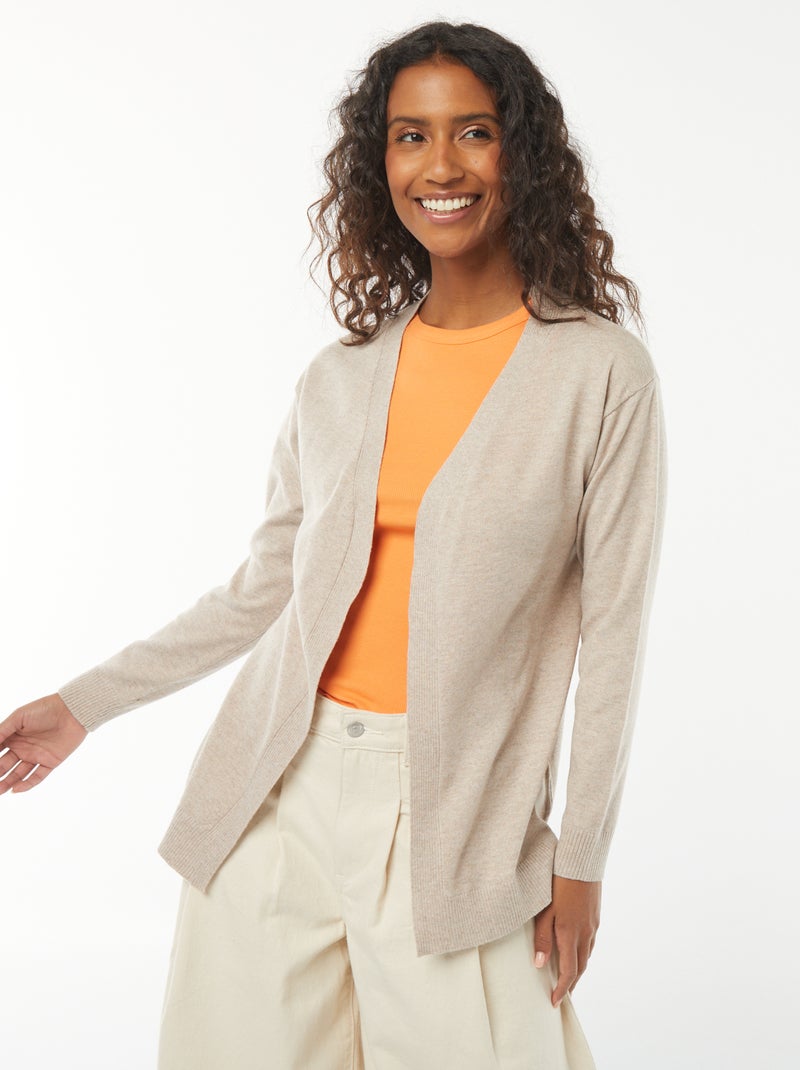 Chaqueta larga de punto fino Beige - Kiabi