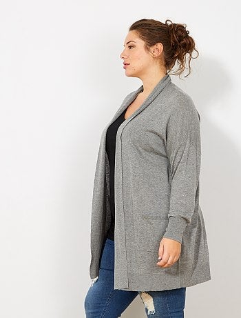 Chaqueta larga de punto fino con 2 bolsillos - Kiabi