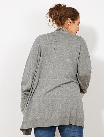 Chaqueta larga de punto fino con 2 bolsillos - Kiabi