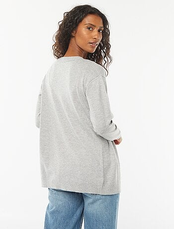 Chaqueta larga de punto fino