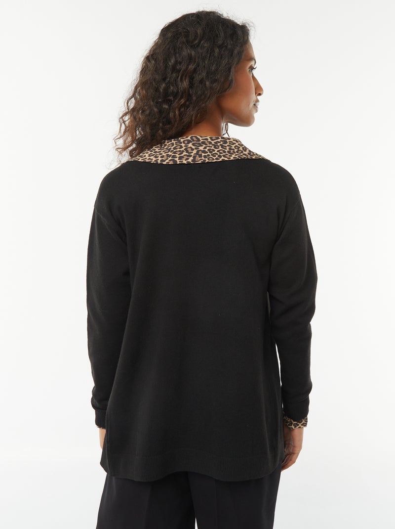 Chaqueta larga de punto fino negro - Kiabi