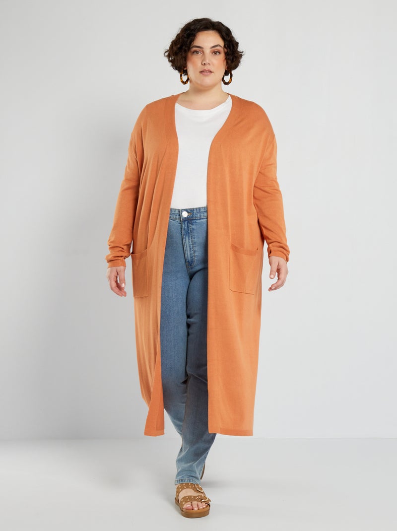 Chaqueta larga de punto MARRON - Kiabi