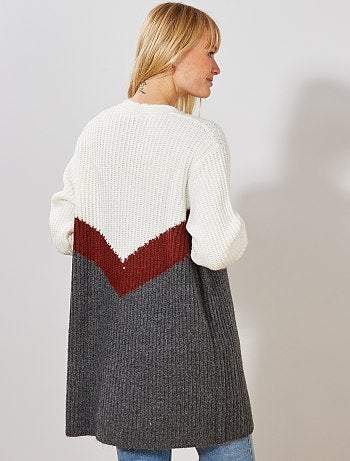 Chaqueta larga de punto perlado - Kiabi