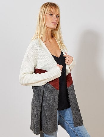 Chaqueta larga de punto perlado - Kiabi