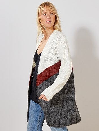 Chaqueta larga de punto perlado - Kiabi