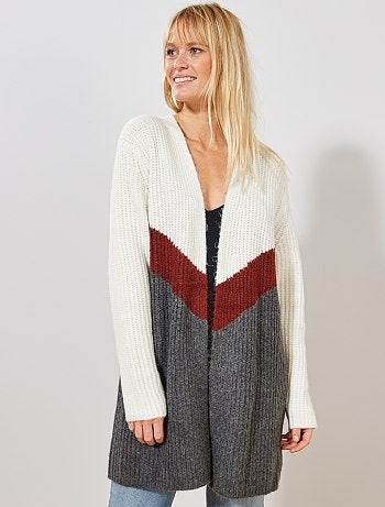 Chaqueta larga de punto perlado - Kiabi