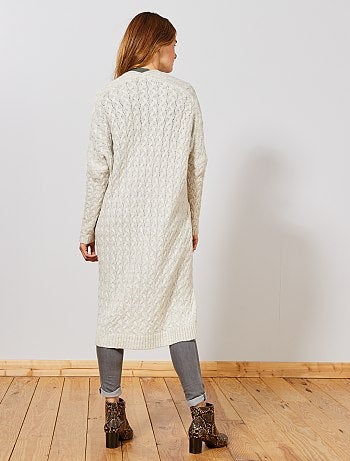 Chaqueta larga de punto trenzado - Kiabi