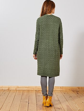 Chaqueta larga de punto trenzado - Kiabi