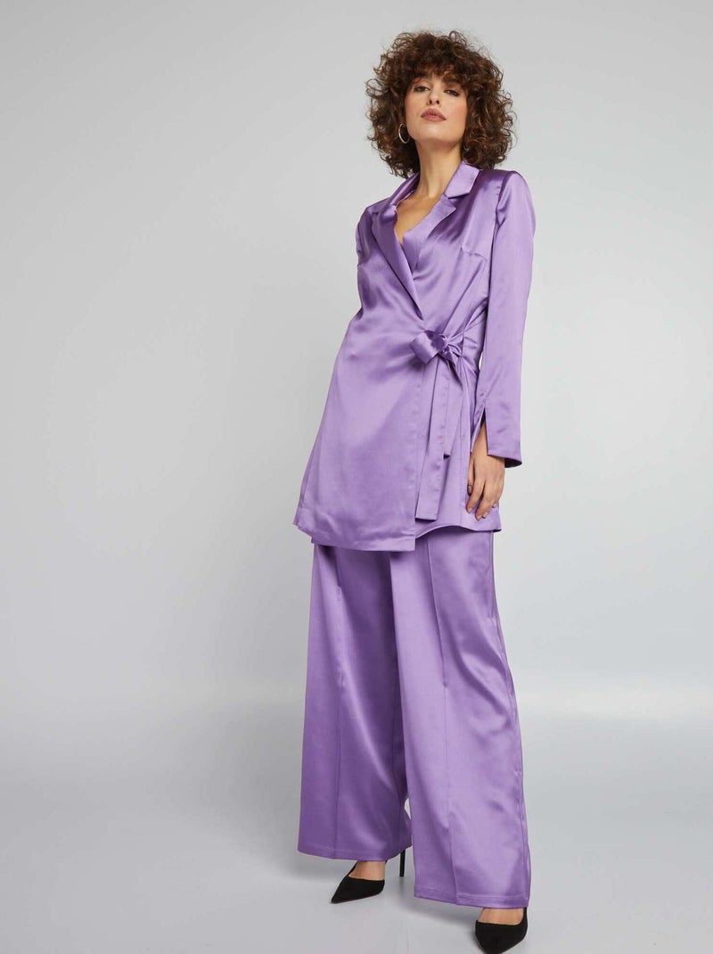 Chaqueta larga de raso PURPURA - Kiabi