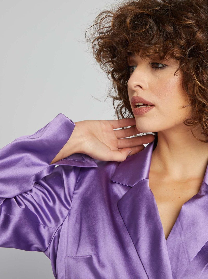Chaqueta larga de raso PURPURA - Kiabi