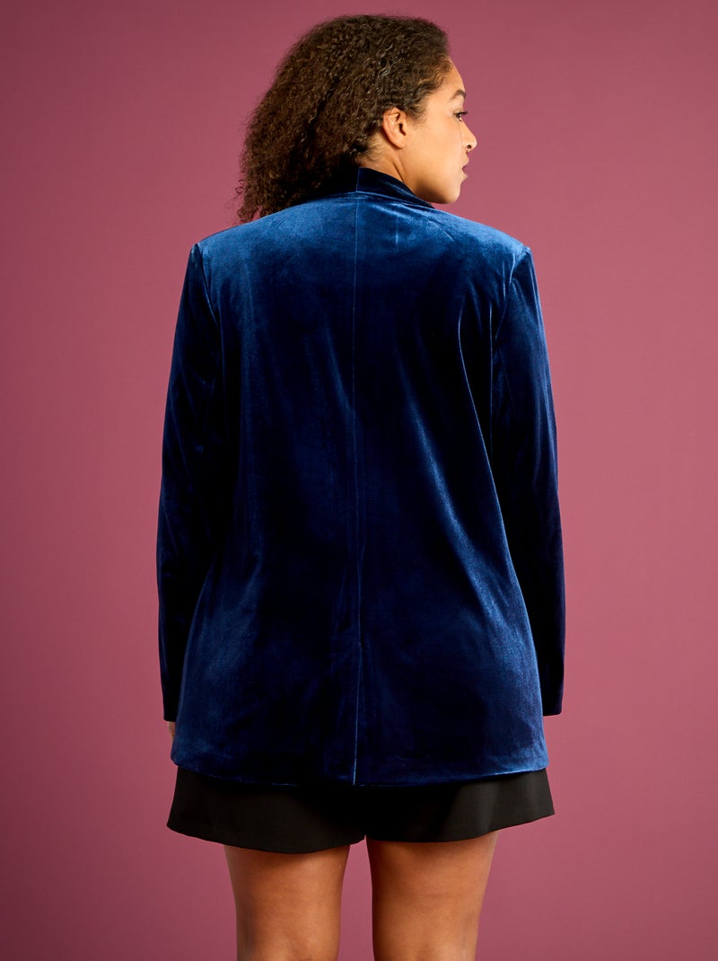 Chaqueta larga de terciopelo satinado Azul - Kiabi
