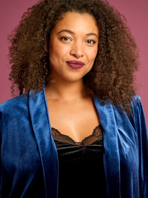 Chaqueta larga de terciopelo satinado - Kiabi