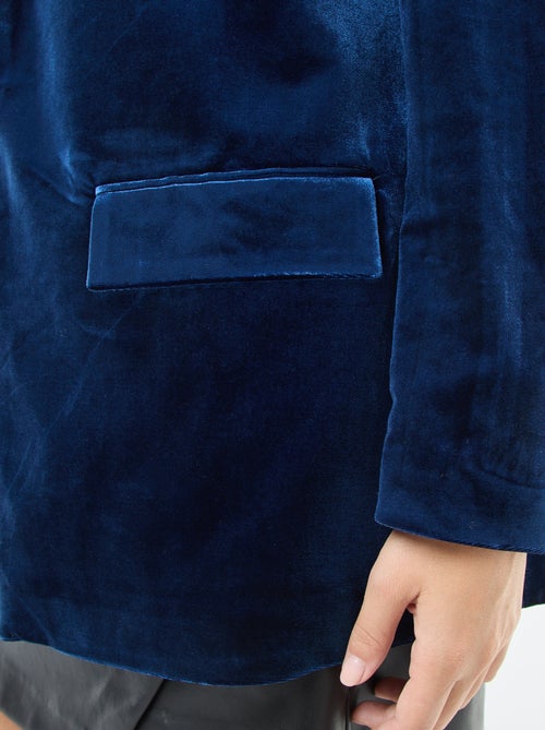 Chaqueta larga de terciopelo satinado - Kiabi