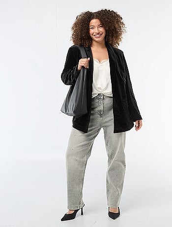 Chaqueta larga de terciopelo satinado