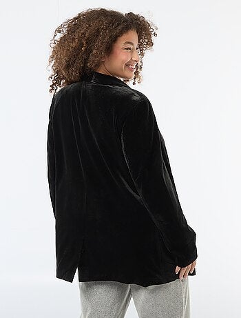 Chaqueta larga de terciopelo satinado