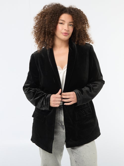 Chaqueta larga de terciopelo satinado - Kiabi