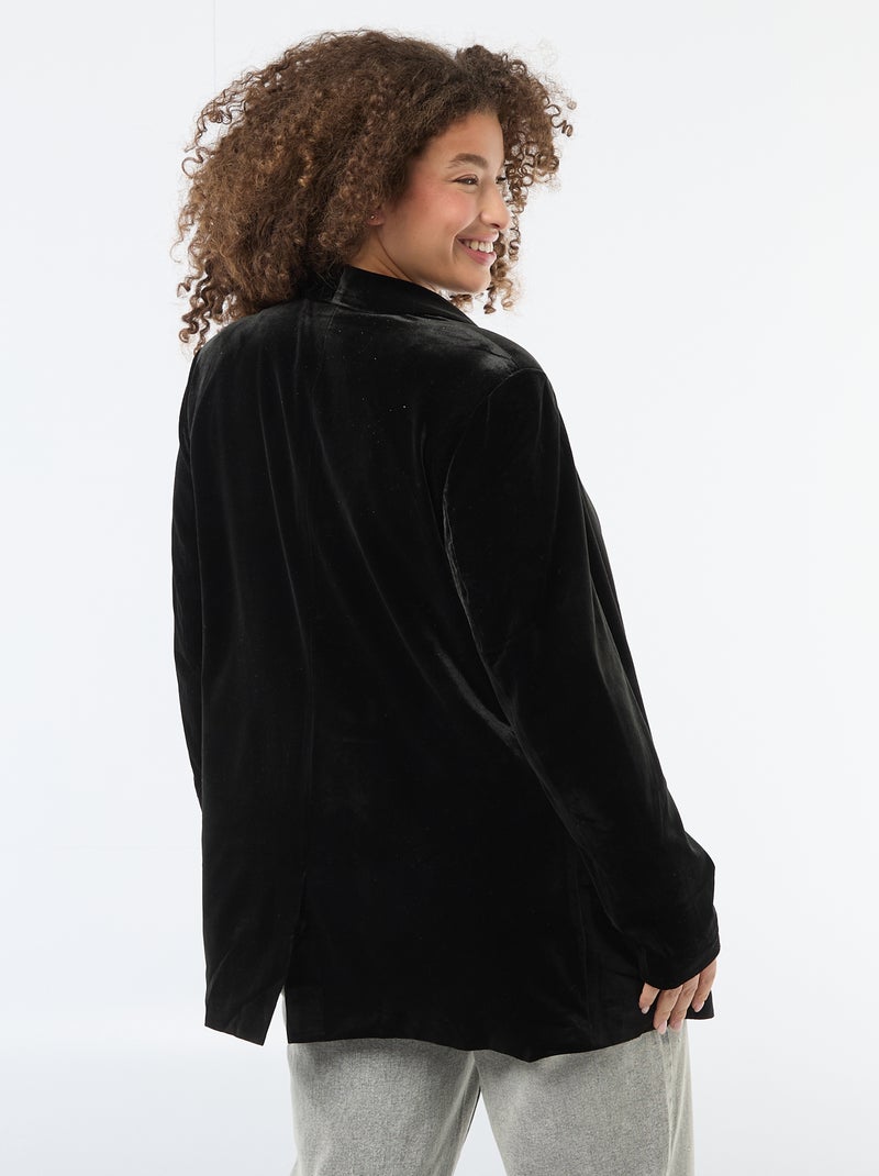 Chaqueta larga de terciopelo satinado Negro - Kiabi